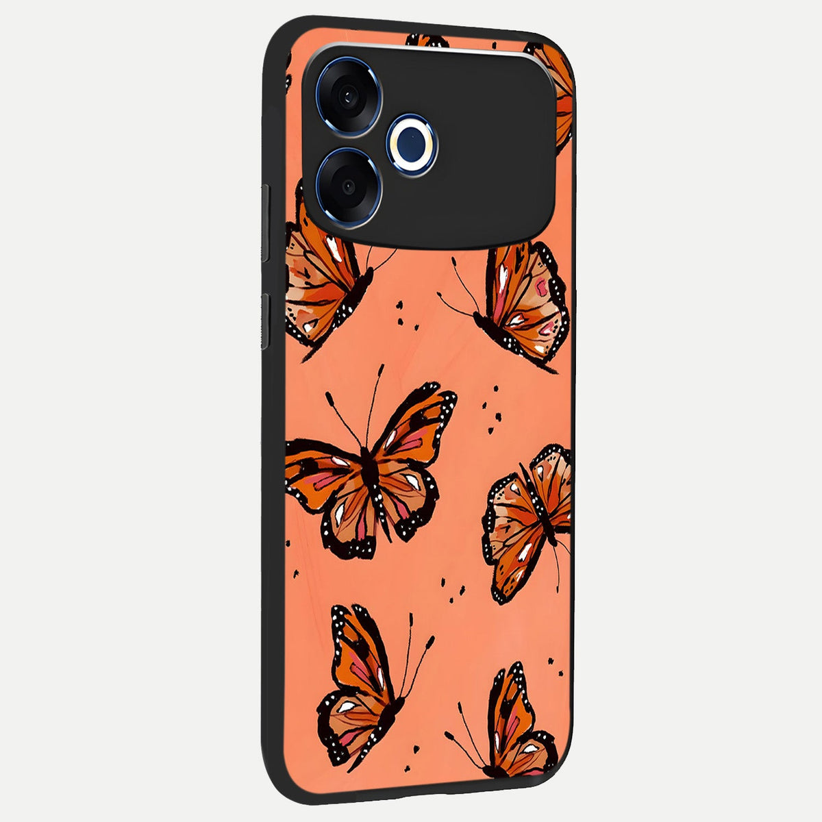  Coral Wing Butterfly back cover For Oppo F33 Pro 5G slim fit glass case with vibrant aesthetic design