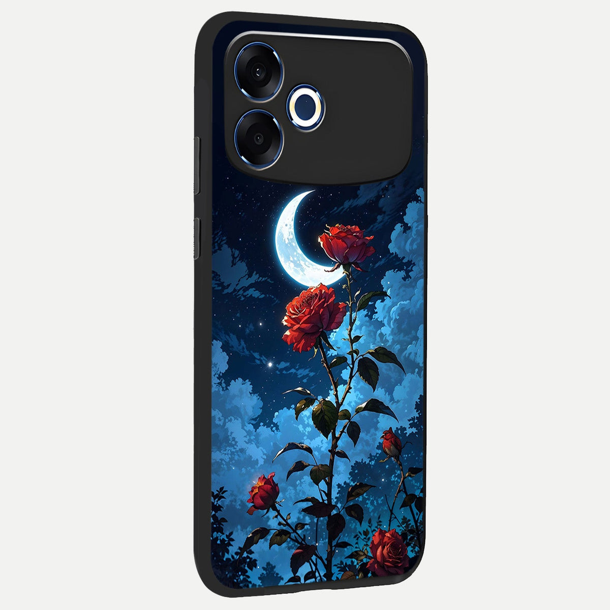  Crimson Rose Moon back cover For Oppo F33 Pro 5G slim fit glass case with vibrant aesthetic design