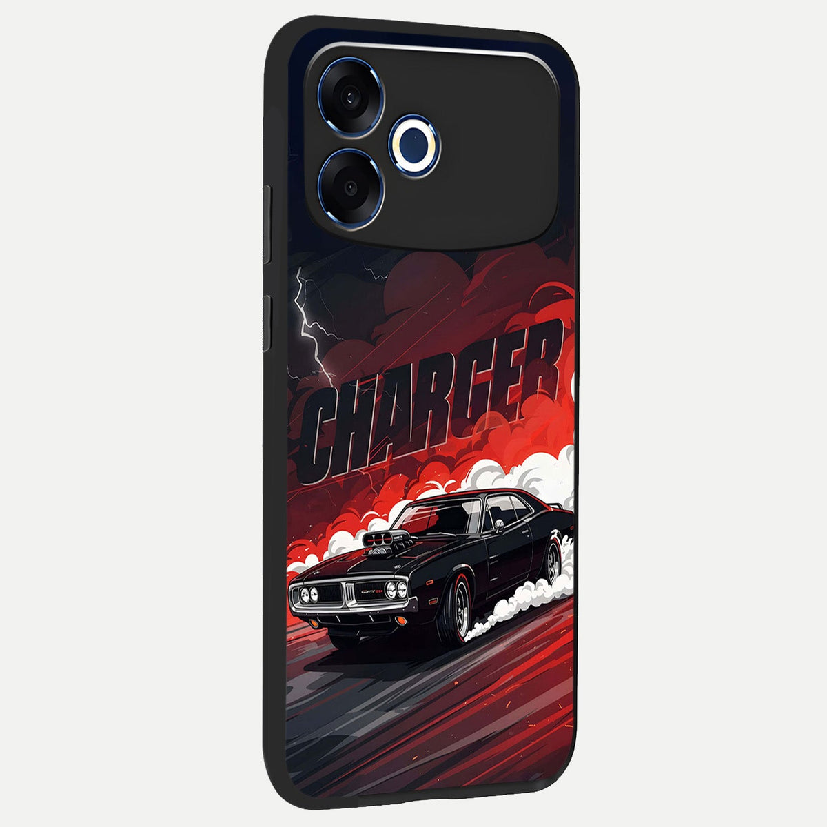  Dark Charger Fury back cover For Oppo F33 Pro 5G slim fit glass case with vibrant aesthetic design