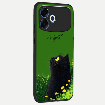  Emerald Cat Custom Name back cover For Oppo F33 Pro 5G slim fit glass case with vibrant aesthetic design