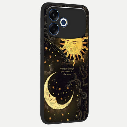  Golden Lunar Love back cover For Oppo F33 Pro 5G slim fit glass case with vibrant aesthetic design