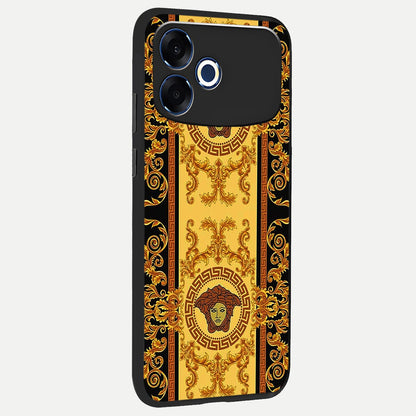 Golden Royal Heritage back cover For Oppo F33 Pro 5G slim fit glass case with vibrant aesthetic design