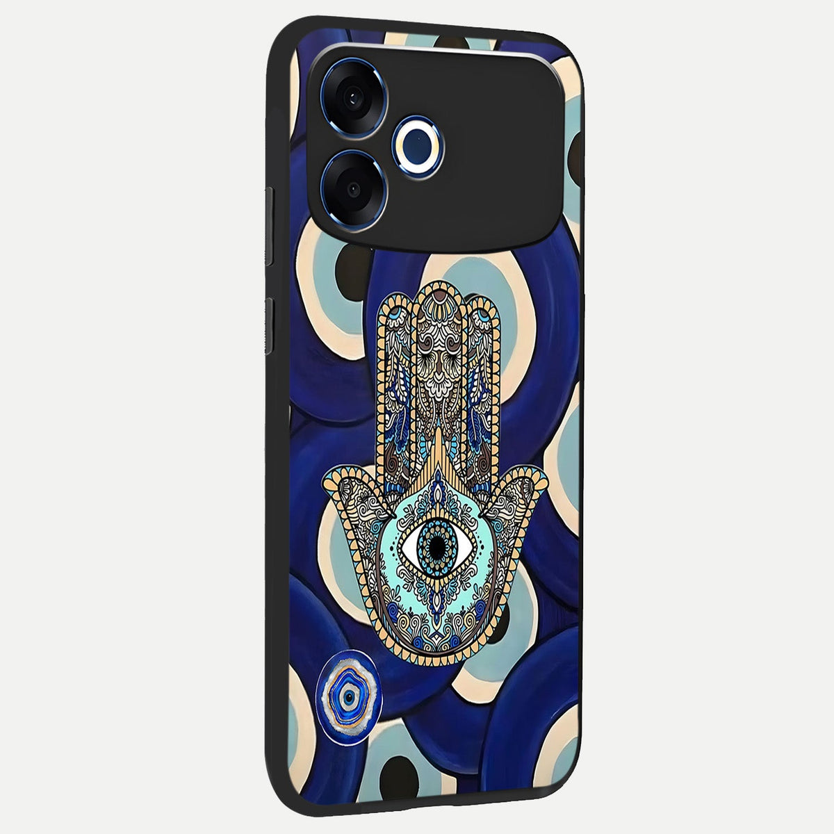  Hamsa Divine Guard back cover For Oppo F33 Pro 5G slim fit glass case with vibrant aesthetic design