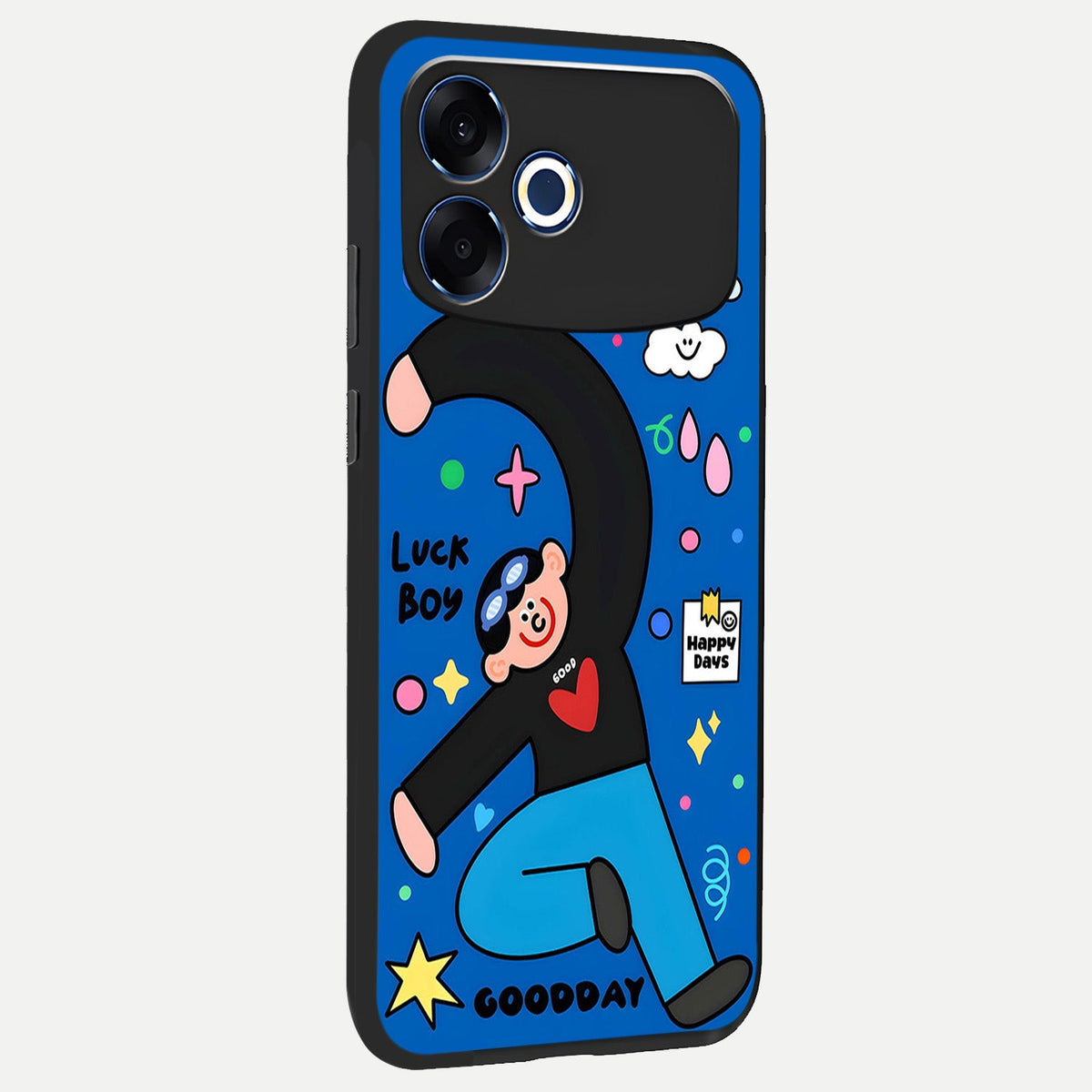  Happy Luck Vibe back cover For Oppo F33 Pro 5G slim fit glass case with vibrant aesthetic design