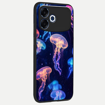  Jellyfish Pattern back cover For Oppo F33 Pro 5G slim fit glass case with vibrant aesthetic design