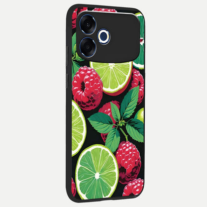  Lime and Raspberry Pattern back cover For Oppo F33 Pro 5G slim fit glass case with vibrant aesthetic design