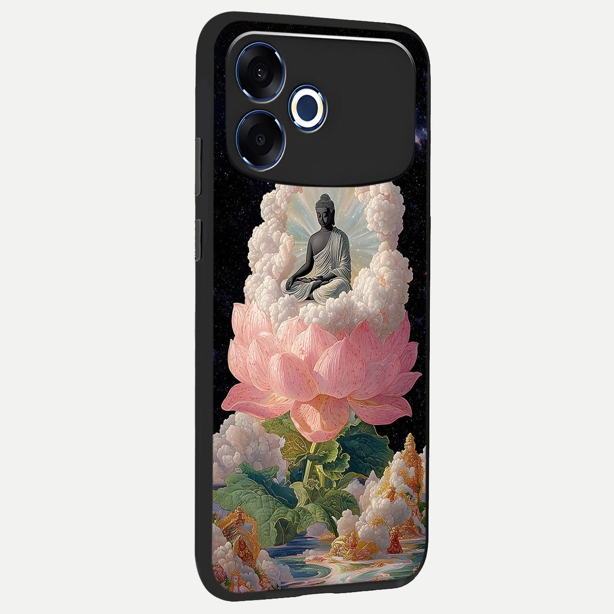  Lotus Divine Peace back cover For Oppo F33 Pro 5G slim fit glass case with vibrant aesthetic design