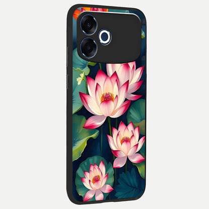  Lotus Dream Serenity back cover For Oppo F33 Pro 5G slim fit glass case with vibrant aesthetic design
