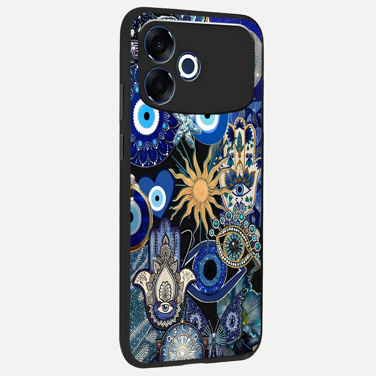  Mystic Blue Evil Eye back cover For Oppo F33 Pro 5G slim fit glass case with vibrant aesthetic design