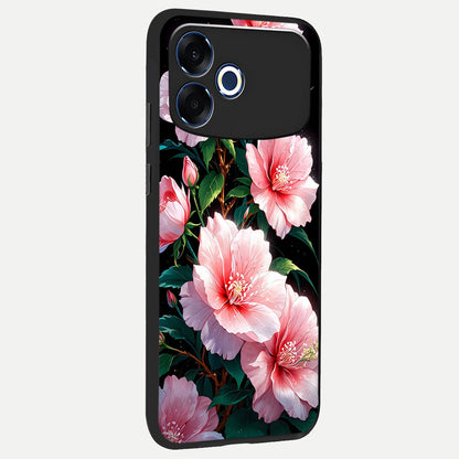  Peach Flower back cover For Oppo F33 Pro 5G slim fit glass case with vibrant aesthetic design
