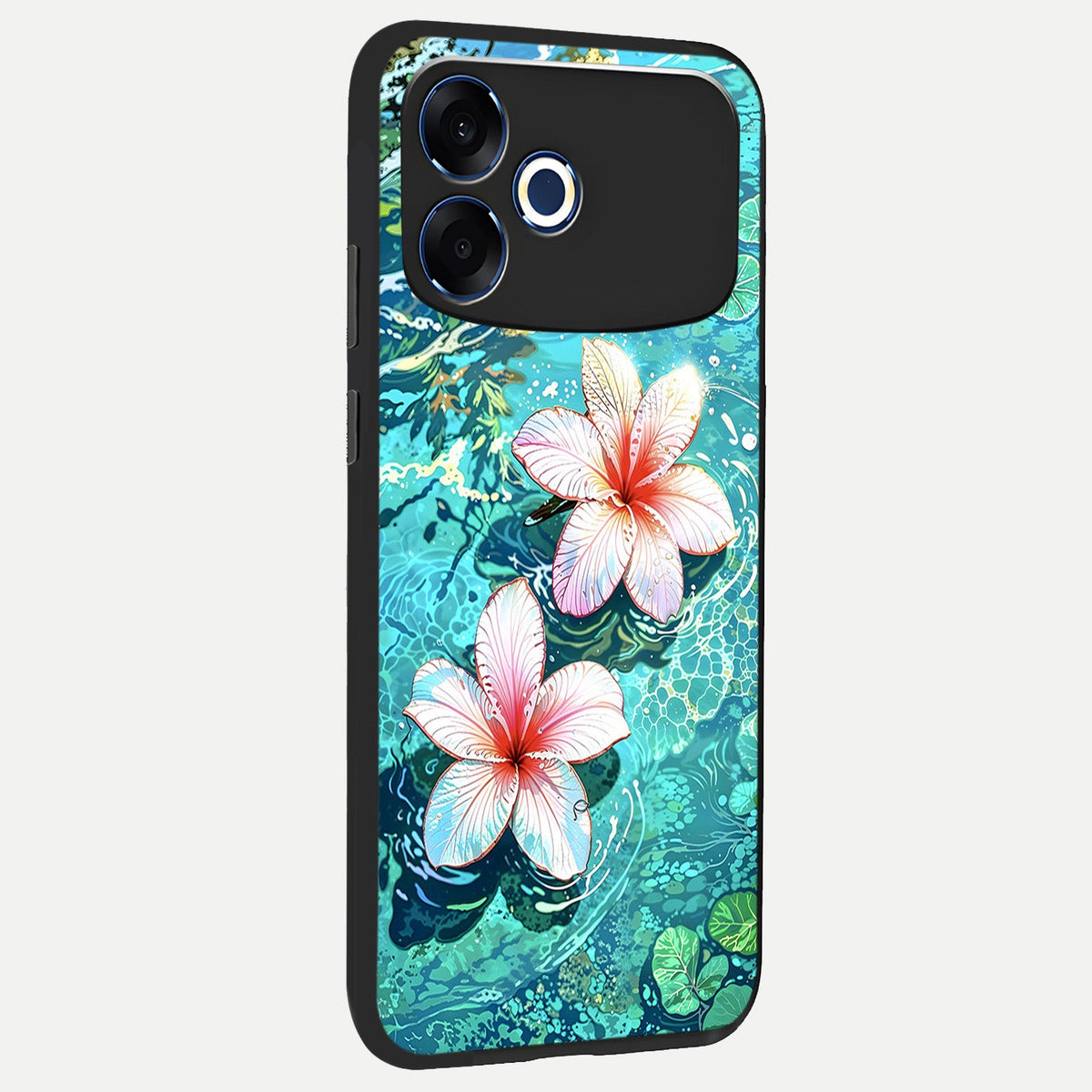  Pink Flowers in Water back cover For Oppo F33 Pro 5G slim fit glass case with vibrant aesthetic design