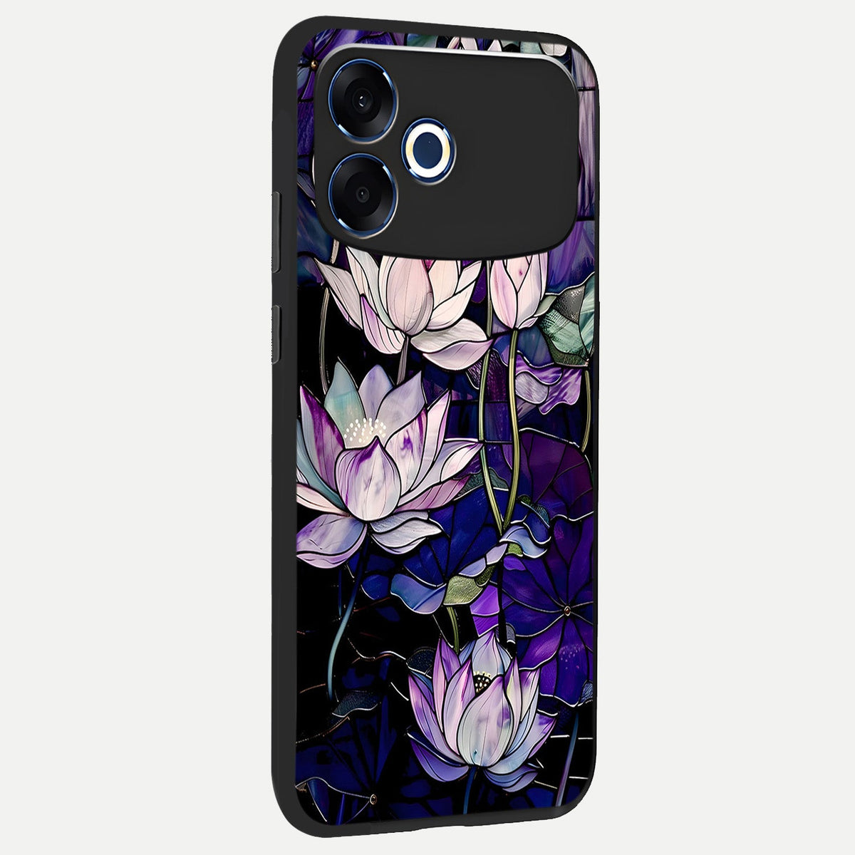  Purple Lotus Pattern back cover For Oppo F33 Pro 5G slim fit glass case with vibrant aesthetic design