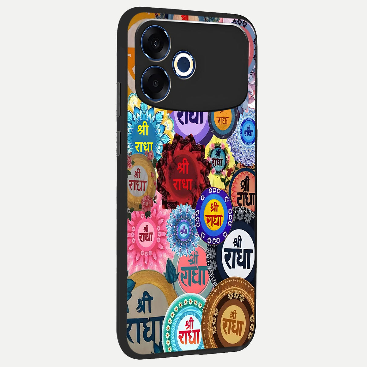 Radha Divine Bloom back cover For Oppo F33 Pro 5G slim fit glass case with vibrant aesthetic design