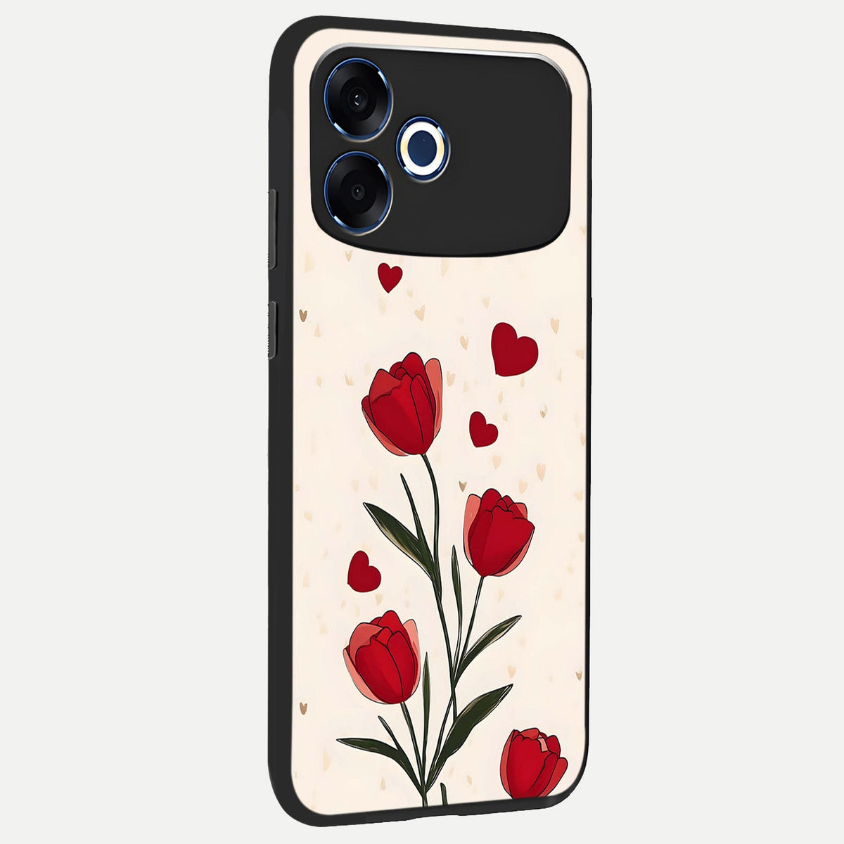  Tulip With Heart back cover For Oppo F33 Pro 5G slim fit glass case with vibrant aesthetic design