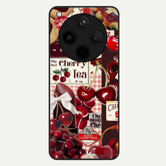  Aesthetic Cherry Tea Glass Case For Oppo Find X8 back cover – full design glossy printed glass finish