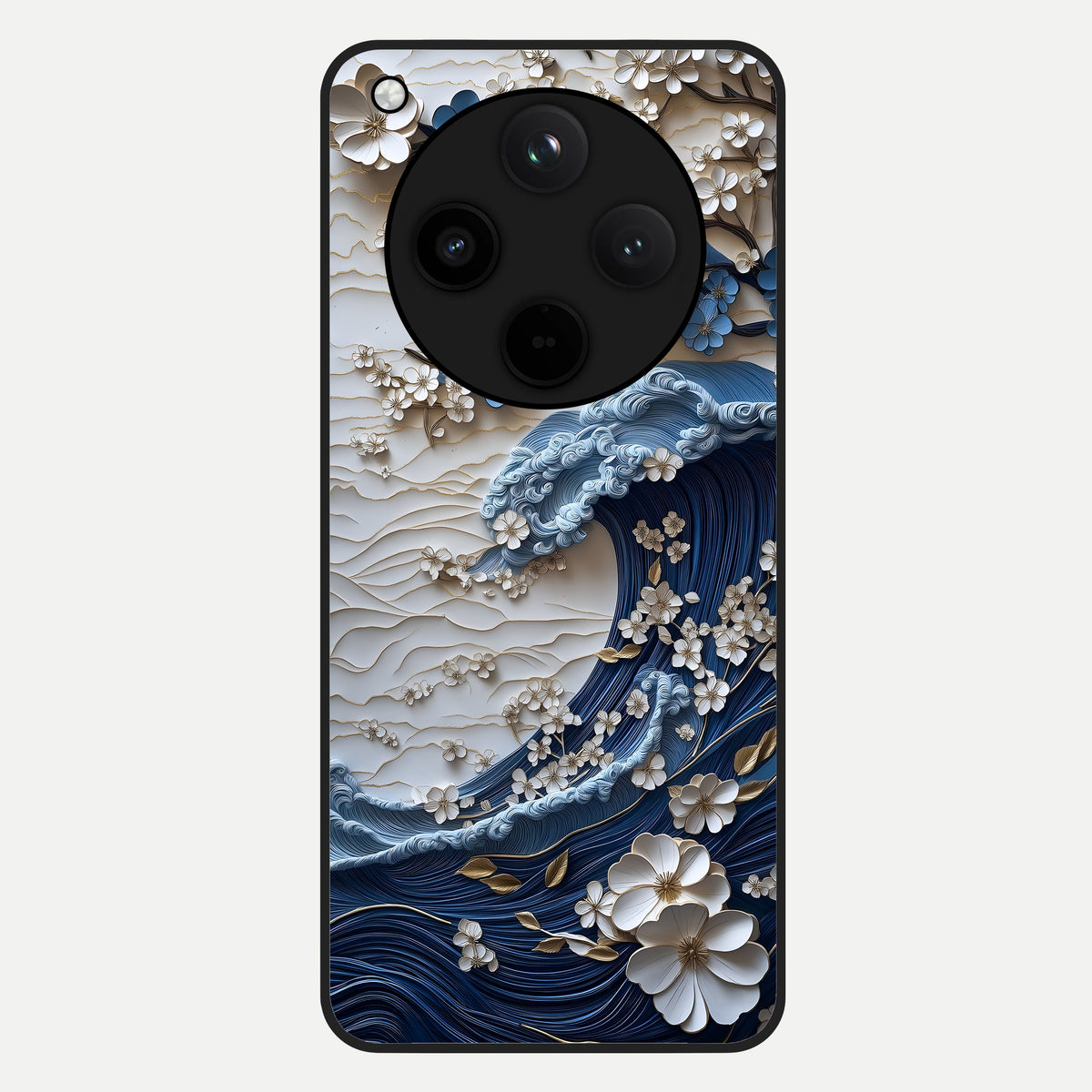  Blossom Wave Art Glass Case For Oppo Find X8 back cover – full design glossy printed glass finish