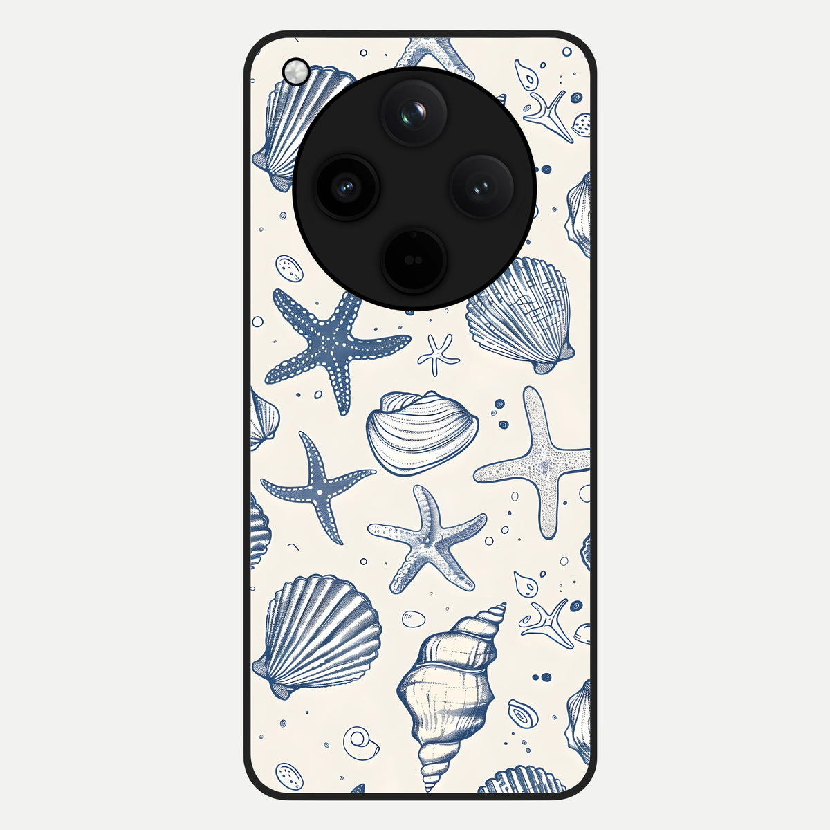  Blue Ocean Outline Glass Case For Oppo Find X8 back cover – full design glossy printed glass finish