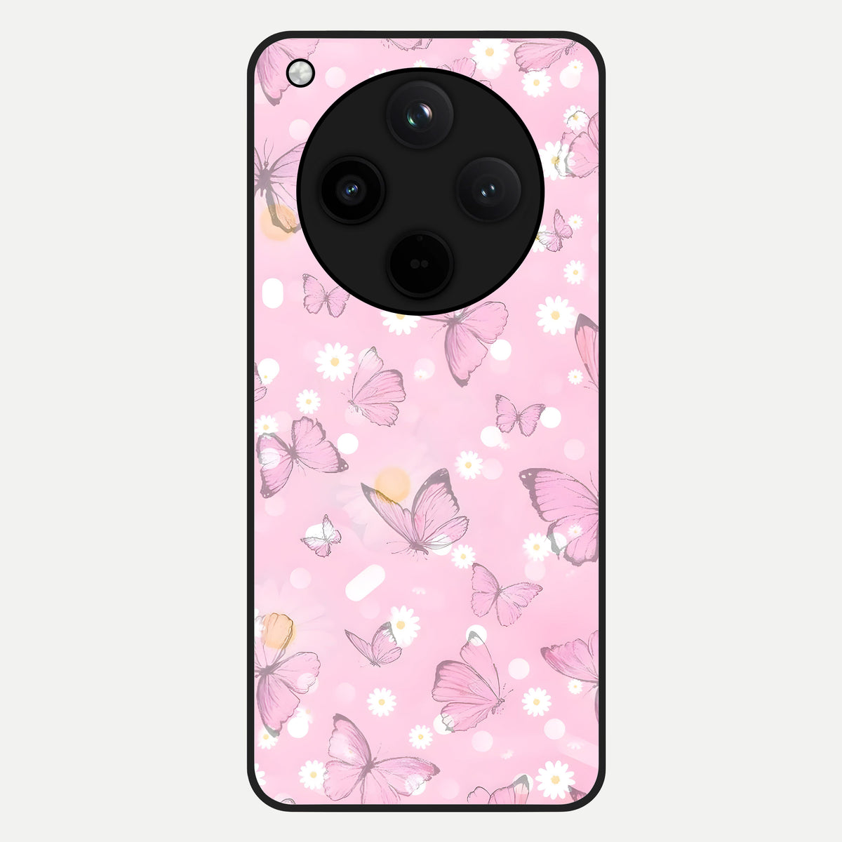  Blush Butterfly Garden Glass Case For Oppo Find X8 back cover – full design glossy printed glass finish