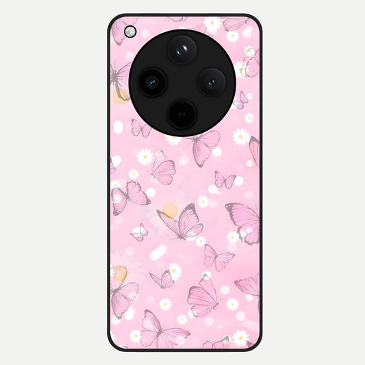  Blush Butterfly Garden Glass Case For Oppo Find X8 back cover – full design glossy printed glass finish