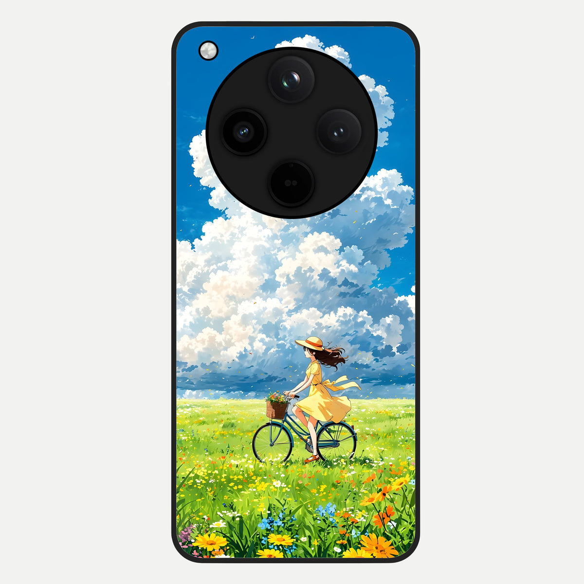  Breezy Meadow Ride Glass Case For Oppo Find X8 back cover – full design glossy printed glass finish