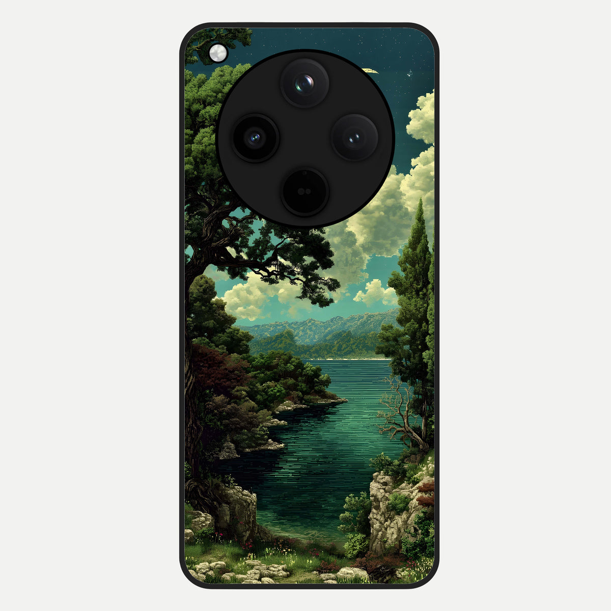  Celestial Lake Peace Glass Case For Oppo Find X8 back cover – full design glossy printed glass finish