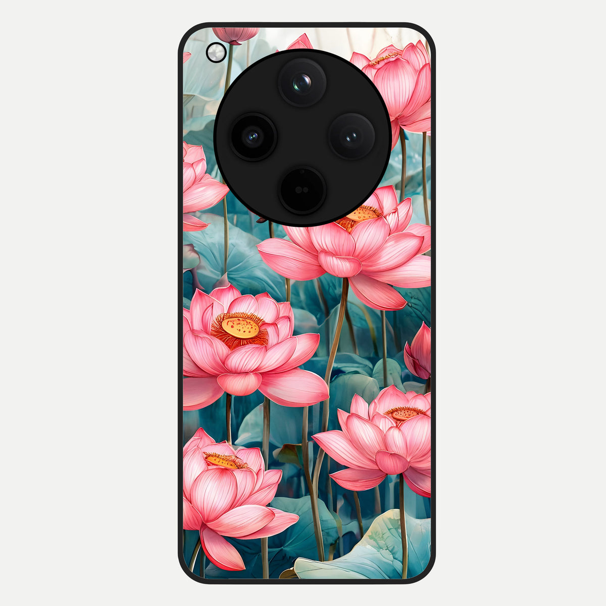  Celestial Pink Lotus Glass Case For Oppo Find X8 back cover – full design glossy printed glass finish