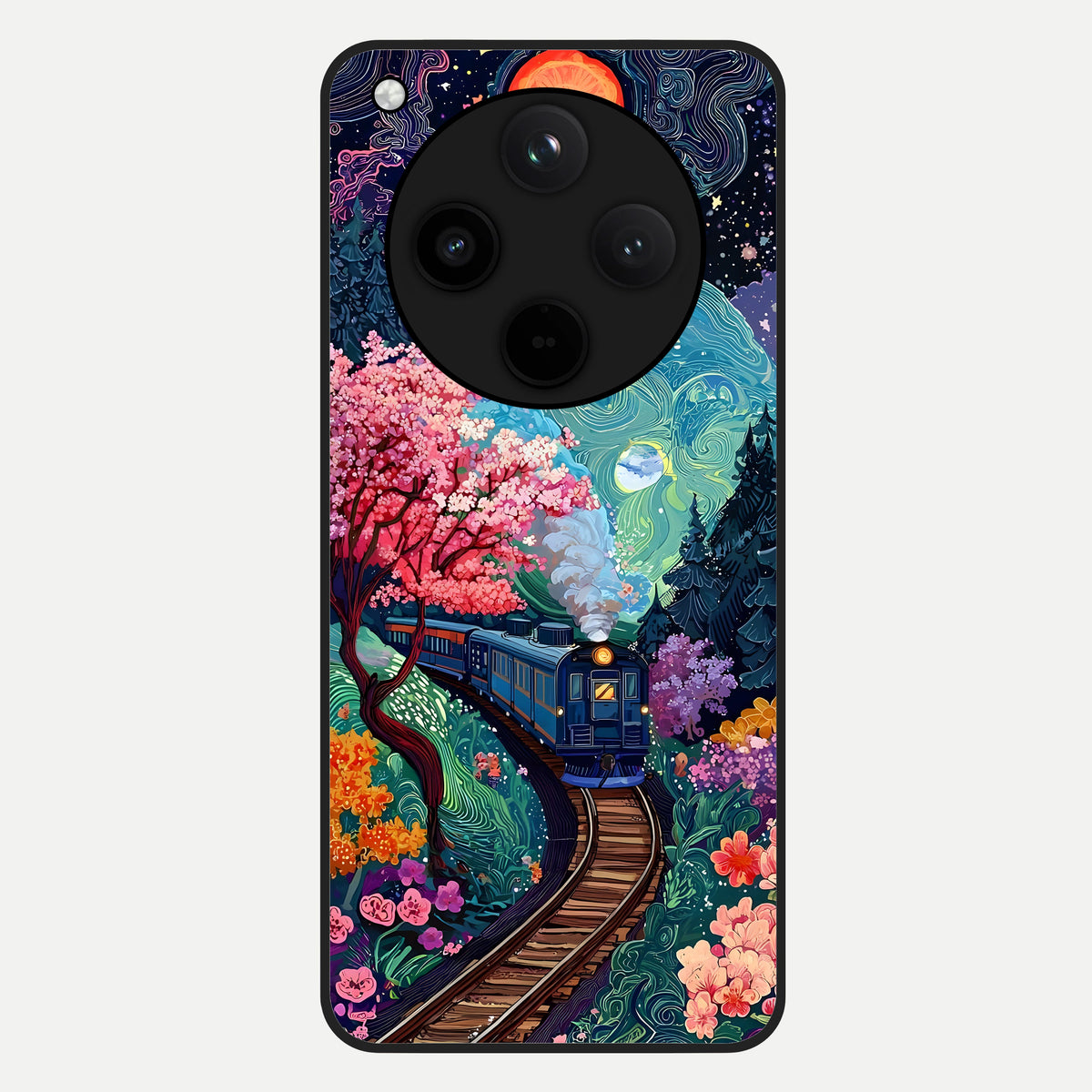  Celestial Train Journey Glass Case For Oppo Find X8 back cover – full design glossy printed glass finish