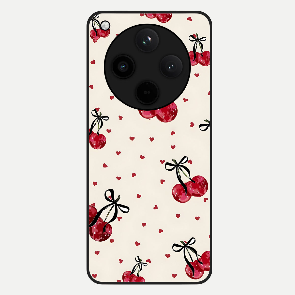  Cherry Heart Bow Glass Case For Oppo Find X8 back cover – full design glossy printed glass finish