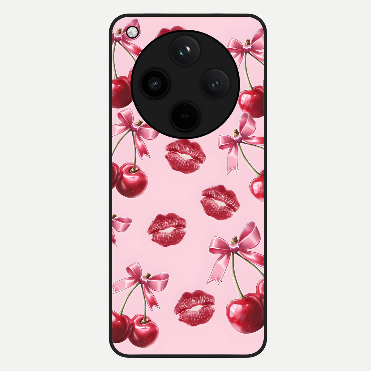  Cherry With Lips Glass Case For Oppo Find X8 back cover – full design glossy printed glass finish