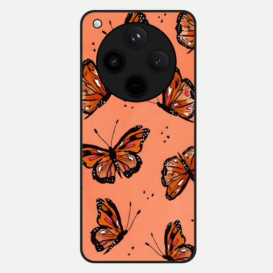  Coral Wing Butterfly Glass Case For Oppo Find X8 back cover – full design glossy printed glass finish