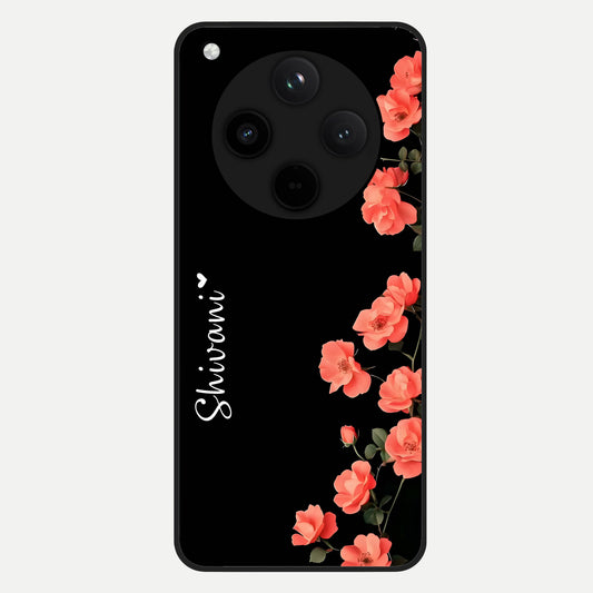  Crimson Bloom Grace Custom Name Glass Case For Oppo Find X8 back cover – full design glossy printed glass finish