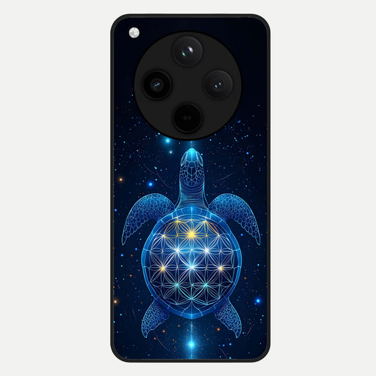  Crimson Blue Turtle Glass Case For Oppo Find X8 back cover – full design glossy printed glass finish