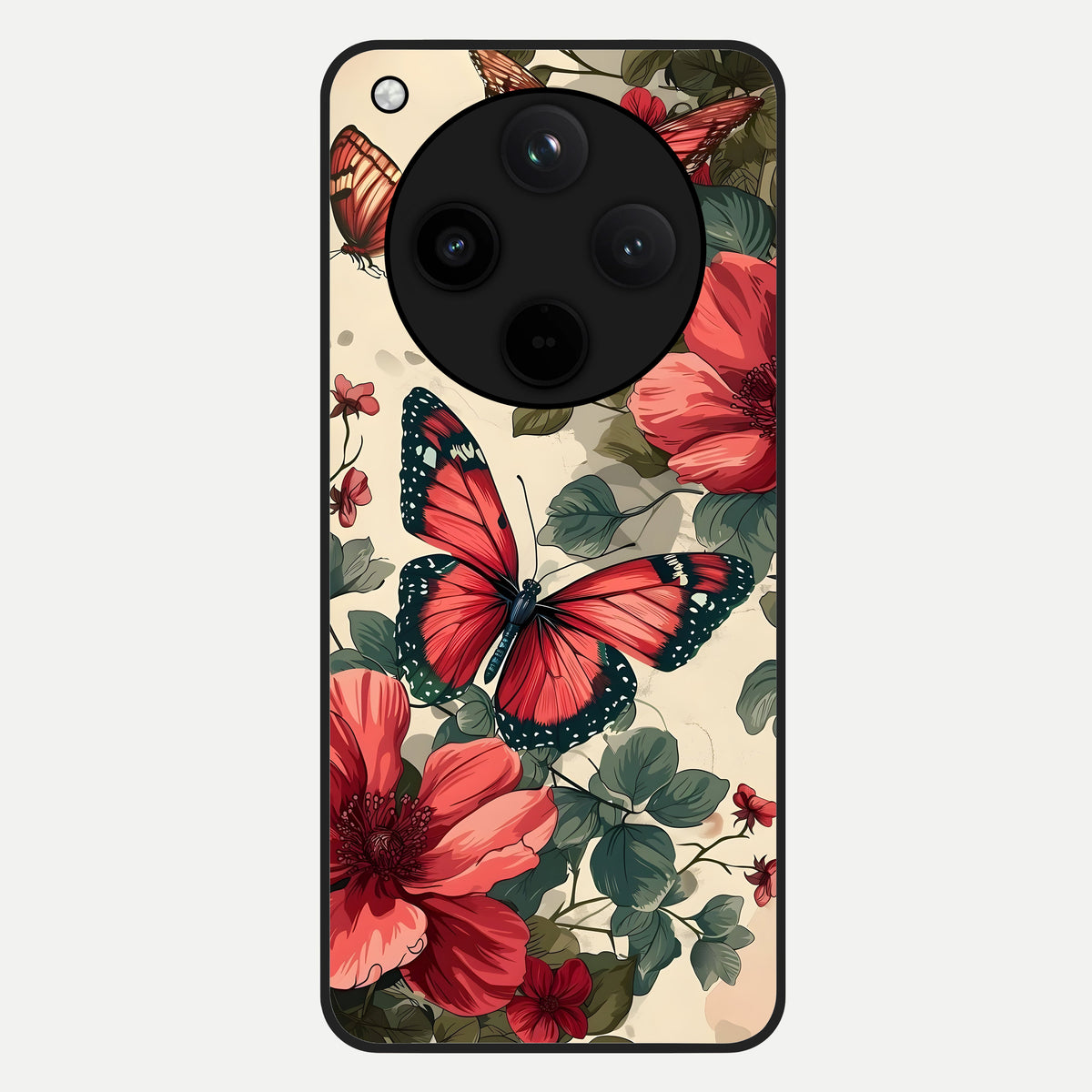  Crimson Butterfly Garden Glass Case For Oppo Find X8 back cover – full design glossy printed glass finish