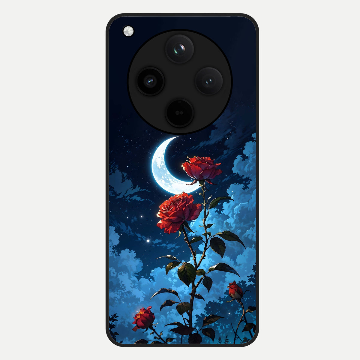  Crimson Rose Moon Glass Case For Oppo Find X8 back cover – full design glossy printed glass finish