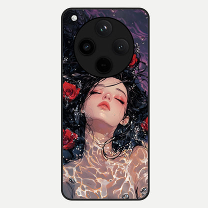 Crimson Rose Serenity Glass Case For Oppo Find X8 back cover – full design glossy printed glass finish