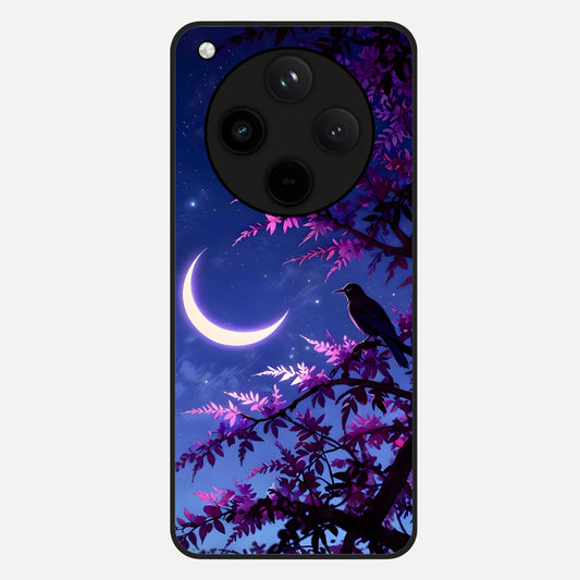  Crow And Moon Scenery Glass Case For Oppo Find X8 back cover – full design glossy printed glass finish
