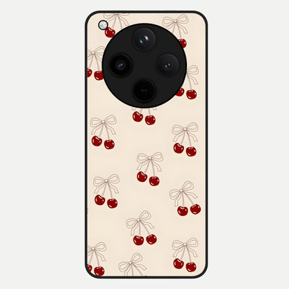  Cute Cherry Pattern Glass Case For Oppo Find X8 back cover – full design glossy printed glass finish