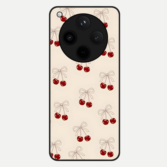  Cute Cherry Pattern Glass Case For Oppo Find X8 back cover – full design glossy printed glass finish