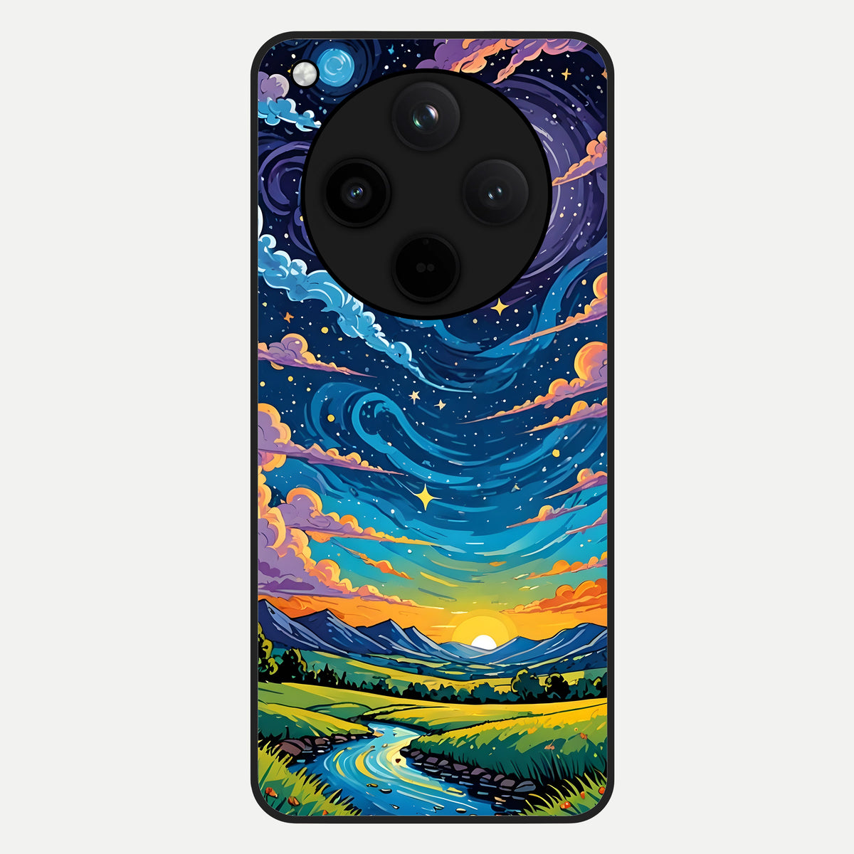 Dreamy Night Landscape Glass Case For Oppo Find X8 back cover – full design glossy printed glass finish