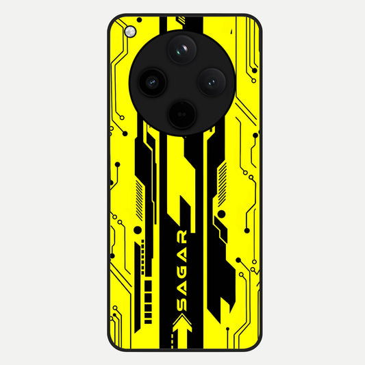  Electric Pulse CYBERPUNK Custom Name Glass Case For Oppo Find X8 back cover – full design glossy printed glass finish