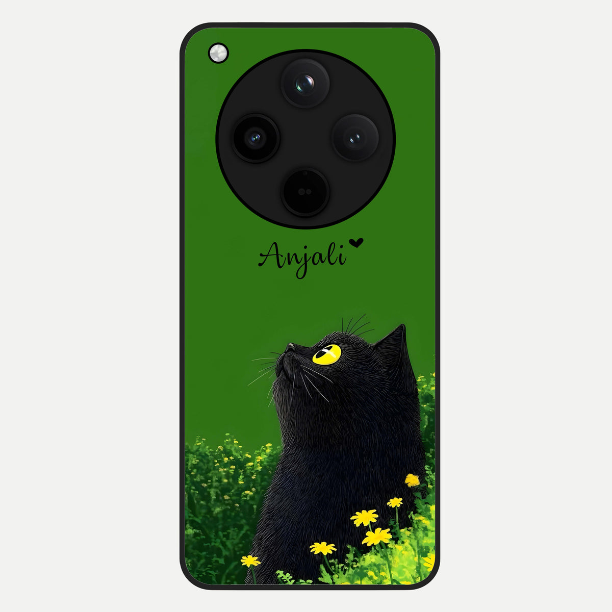  Emerald Cat Custom Name Glass Case For Oppo Find X8 back cover – full design glossy printed glass finish