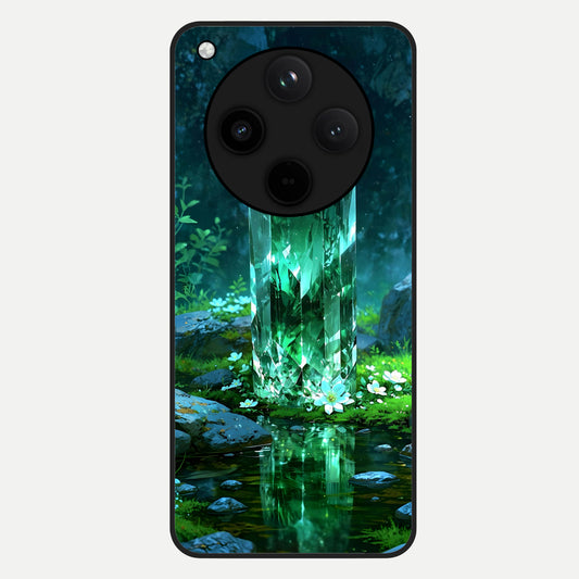  Emerald Light Crystal Glass Case For Oppo Find X8 back cover – full design glossy printed glass finish