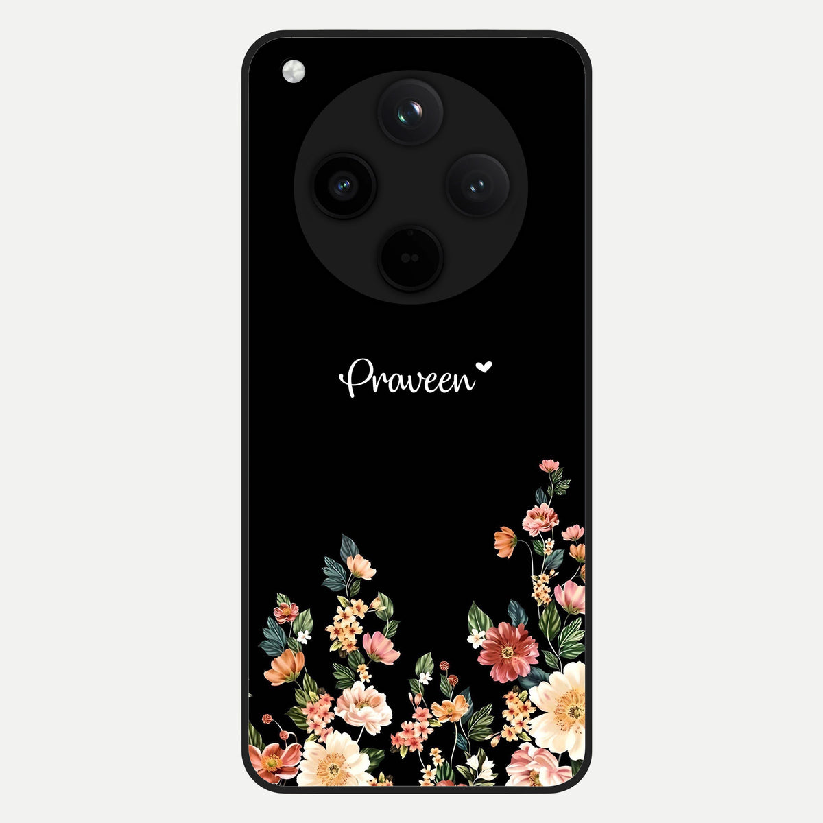  Floral Design Personalized Custom Name Glass Case For Oppo Find X8 back cover – full design glossy printed glass finish