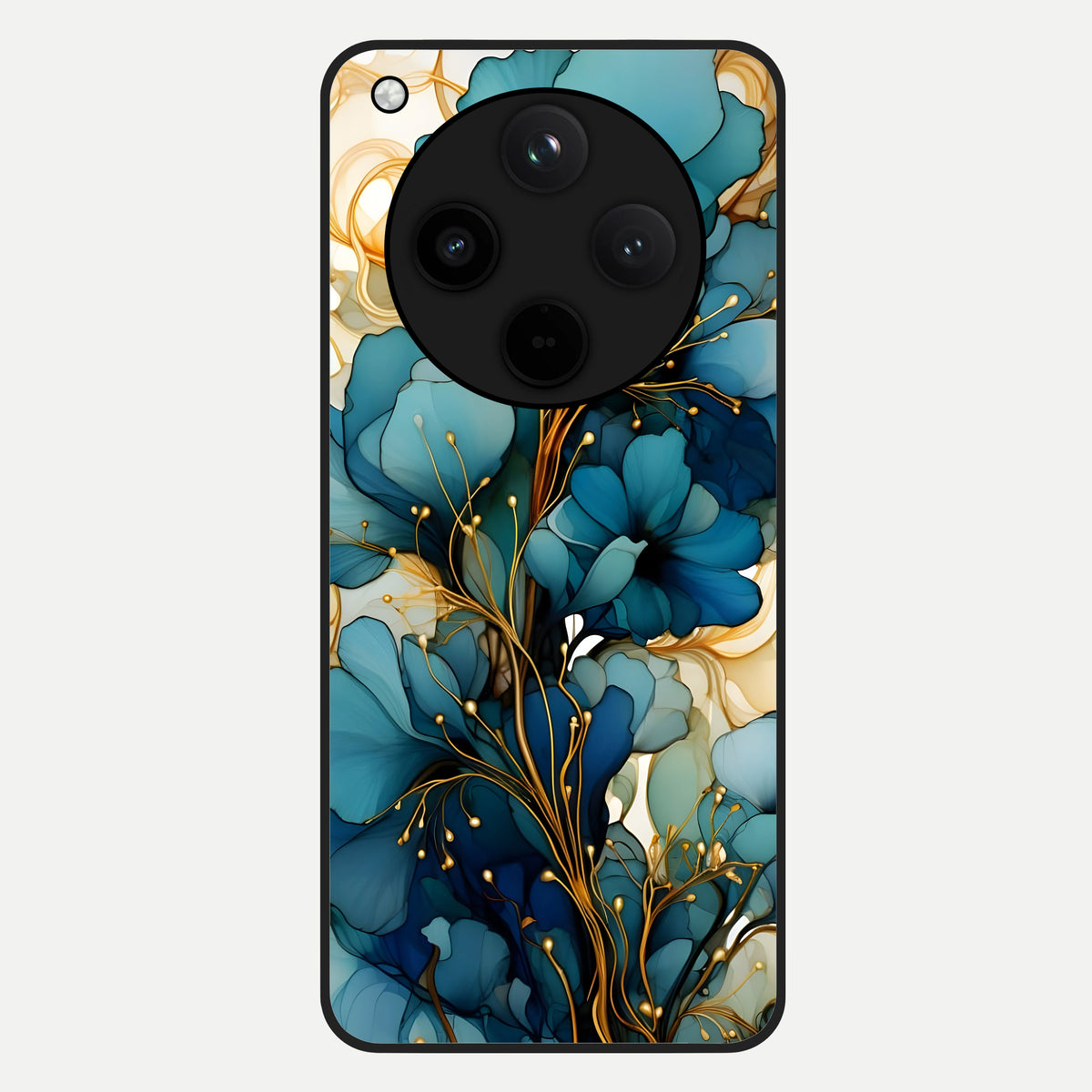  Golden Bloom Symphony Glass Case For Oppo Find X8 back cover – full design glossy printed glass finish