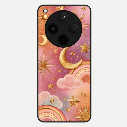  Golden Celestial Dreams Glass Case For Oppo Find X8 back cover – full design glossy printed glass finish