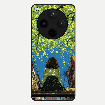  Golden Leaves Glow Glass Case For Oppo Find X8 back cover – full design glossy printed glass finish