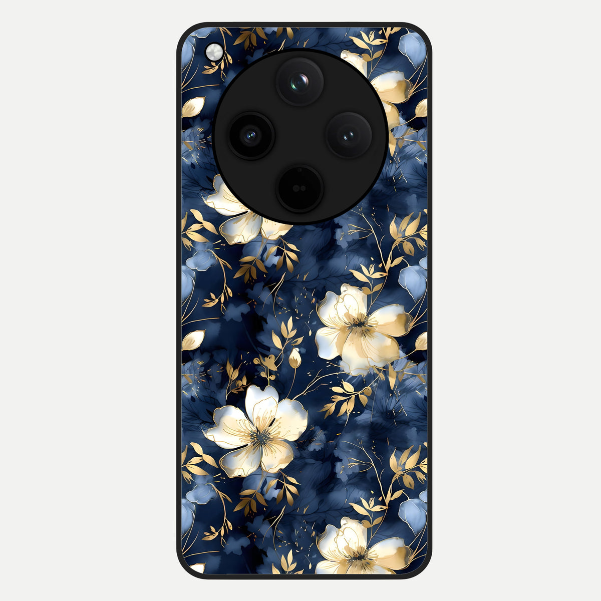  Golden Midnight Bloom Glass Case For Oppo Find X8 back cover – full design glossy printed glass finish
