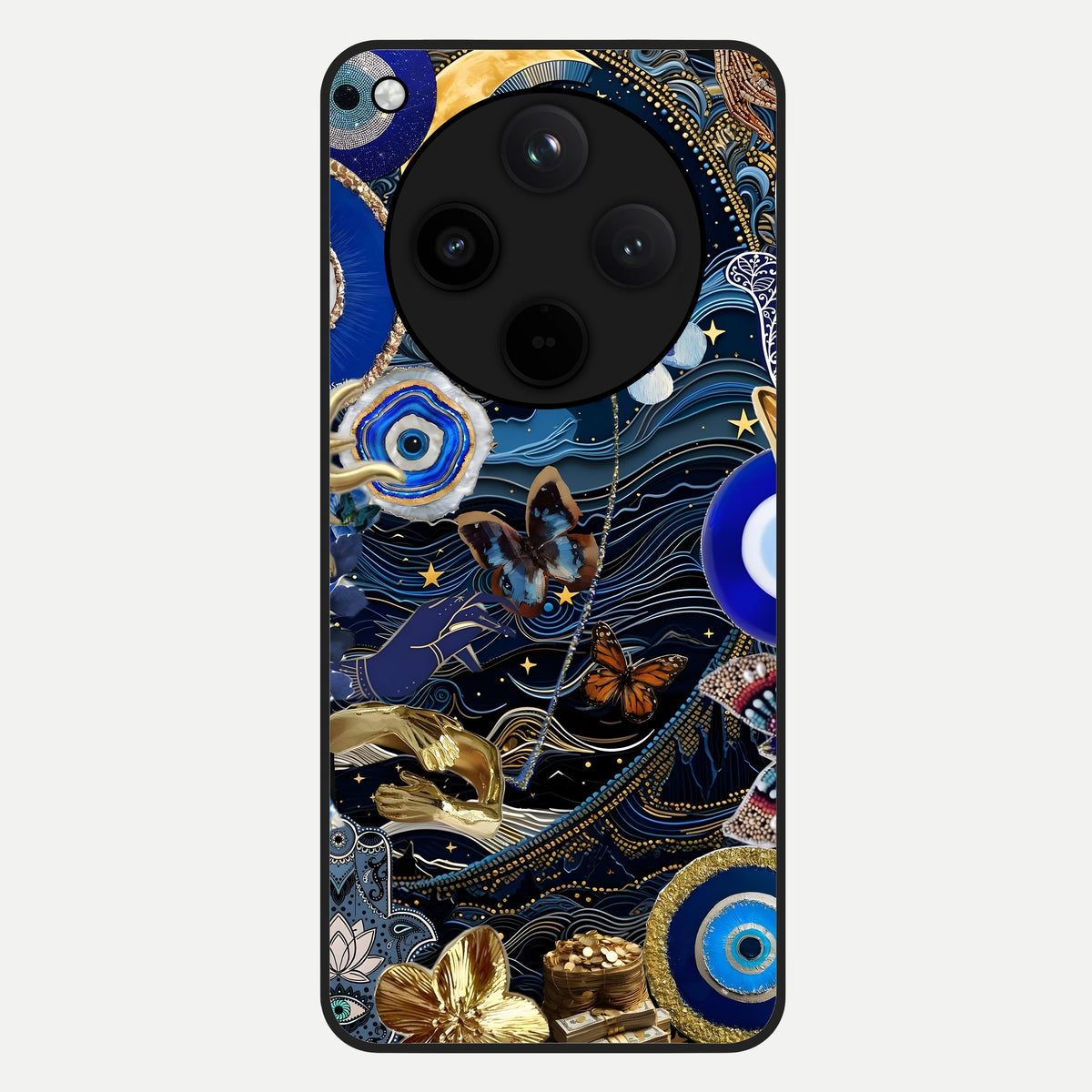  Golden Moon Magic Glass Case For Oppo Find X8 back cover – full design glossy printed glass finish