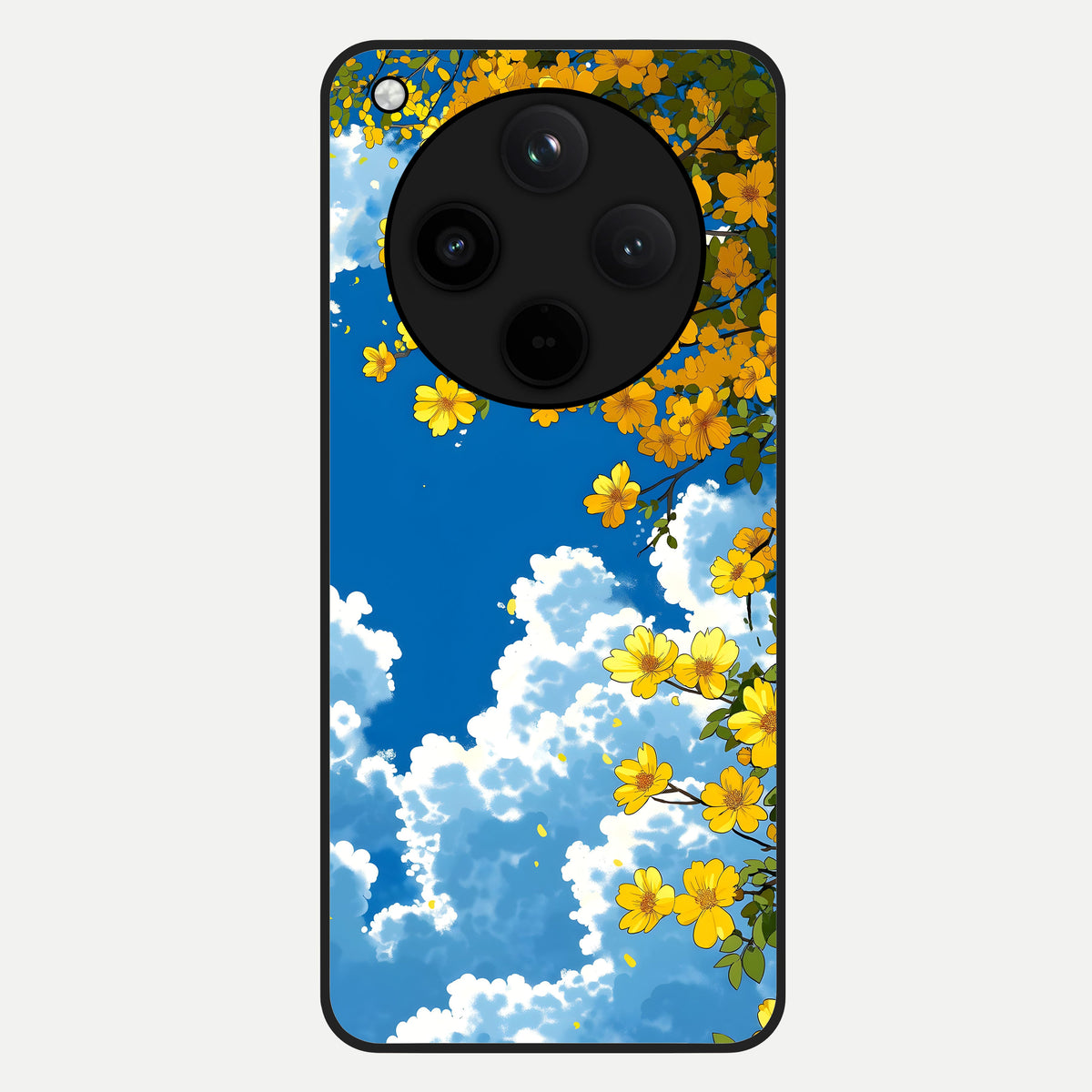  Golden Petal Sky Glass Case For Oppo Find X8 back cover – full design glossy printed glass finish
