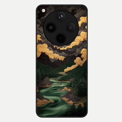  Golden River Moon Glass Case For Oppo Find X8 back cover – full design glossy printed glass finish